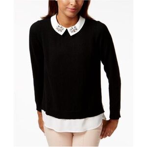 Charter Club Black and White Crew Neck Sweater